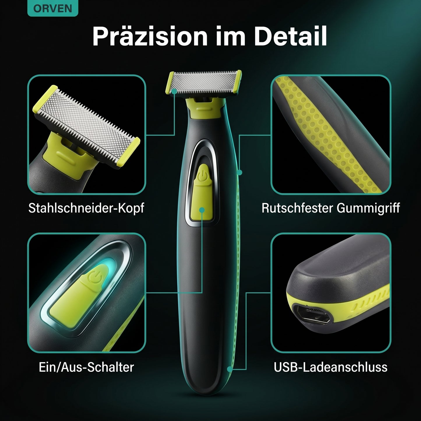 ORVEN TRIMMER für Gesicht, Körper und Intimbereich